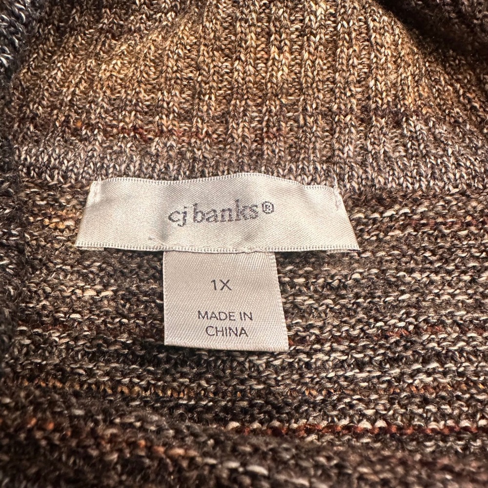 CJ Banks Sweater Womens XL Brown Fall Vintage Grandma Core Button Mock Neck Used - Picture 8 of 8